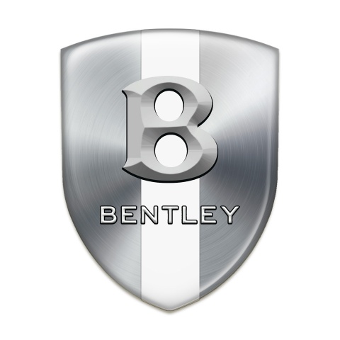 Bentley Silicone Emblem Silver Warp with White Ribbon and 3D Logo