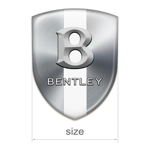 Bentley Silicone Emblem Silver Warp with White Ribbon and 3D Logo