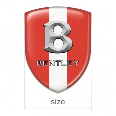 Bentley 3D Gel Emblem Red Base White Ribbon and Gray Logo 