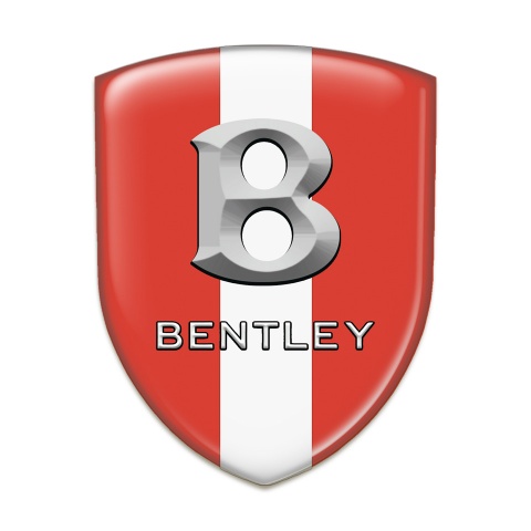 Bentley 3D Gel Emblem Red Base White Ribbon and Gray Logo 