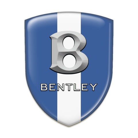 Bentley Emblem Exterior Blue Warp with White Ribbon and Stone Effect Logo 