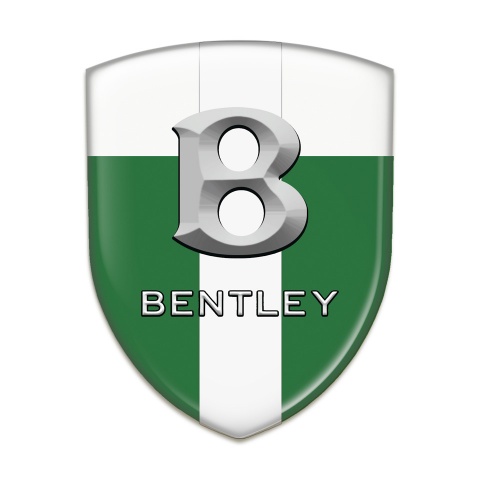 Bentley Tuning Badge Green White with White Ribbon and Gray Logo 