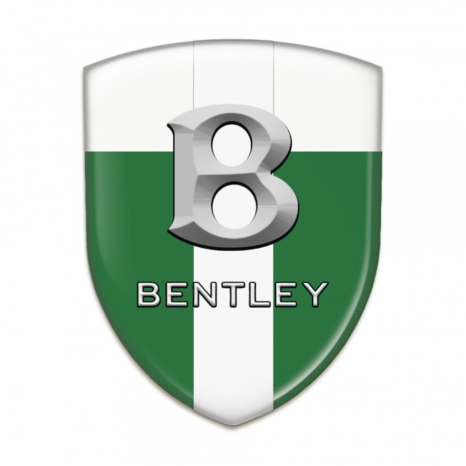 Bentley Tuning Badge Green White with White Ribbon and Gray Logo 