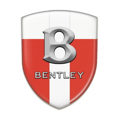 Bentley Car Accessories Badge Red White Base with White Ribbon and 3D Logo 