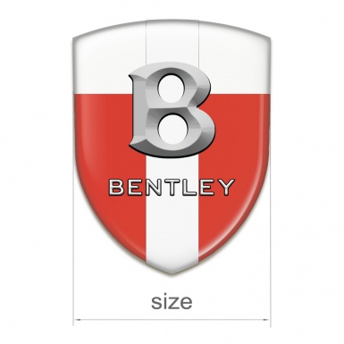 Bentley Car Accessories Badge Red White Base with White Ribbon and 3D Logo 