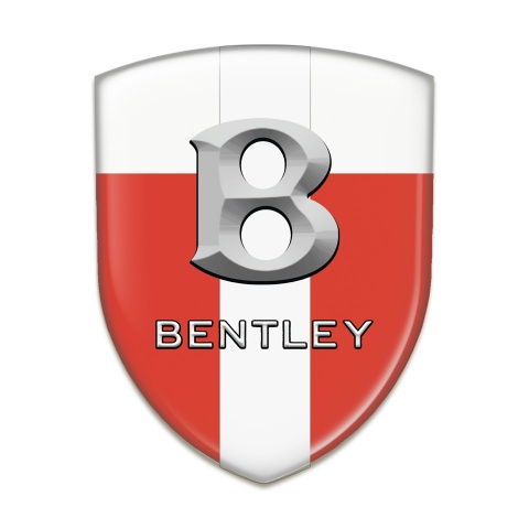 Bentley Car Accessories Badge Red White Base with White Ribbon and 3D Logo 