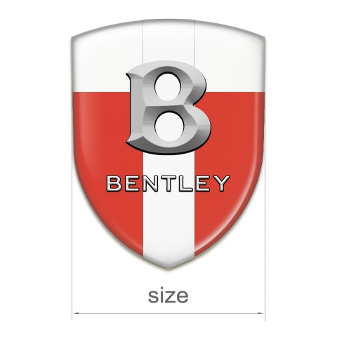 Bentley Car Accessories Badge Red White Base with White Ribbon and 3D Logo 