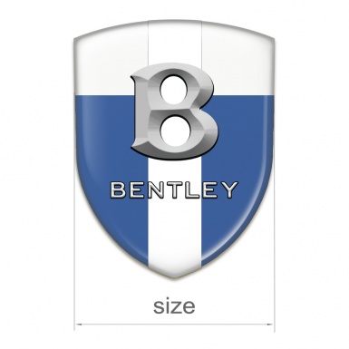 Bentley Self Adhesive Car logo Emblem Blue White Base with White Ribbon and 3D LOgo 