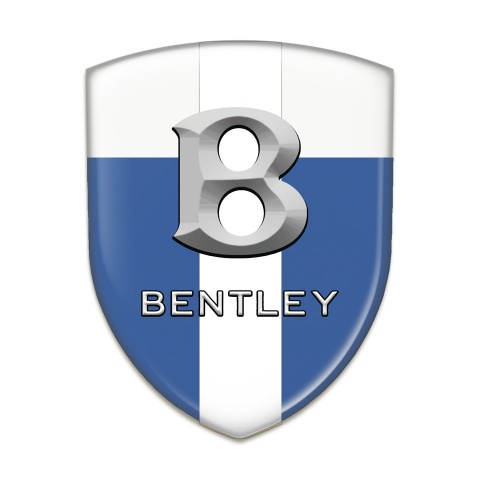 Bentley Self Adhesive Car logo Emblem Blue White Base with White Ribbon and 3D LOgo 