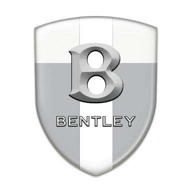 Bentley Car Interior Badge Gray White Base with White Ribbon and 3D Logo 