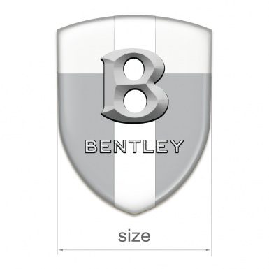 Bentley Car Interior Badge Gray White Base with White Ribbon and 3D Logo 
