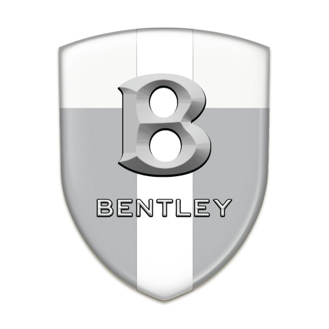Bentley Car Interior Badge Gray White Base with White Ribbon and 3D Logo 