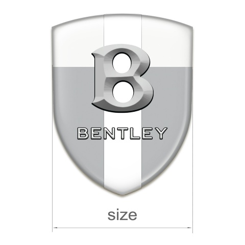 Bentley Car Interior Badge Gray White Base with White Ribbon and 3D Logo 