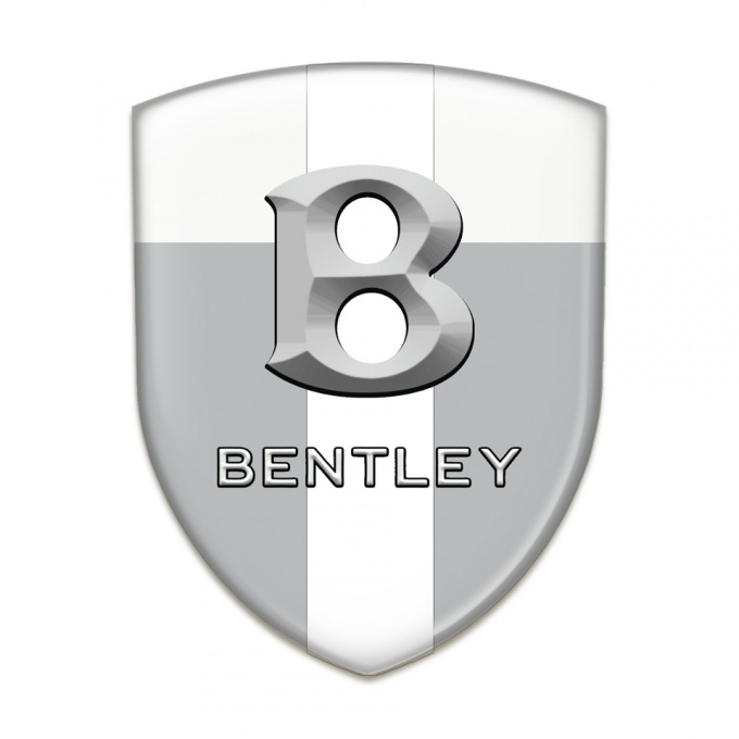 Bentley Car Interior Badge Gray White Base with White Ribbon and 3D Logo 