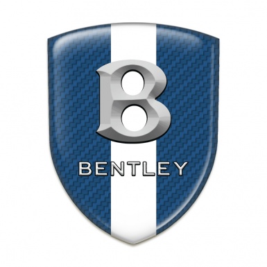 Bentley Emblem Badge Logo Navy Blue Carbon with White Ribbon and Gray logo 