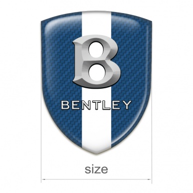 Bentley Emblem Badge Logo Navy Blue Carbon with White Ribbon and Gray logo 