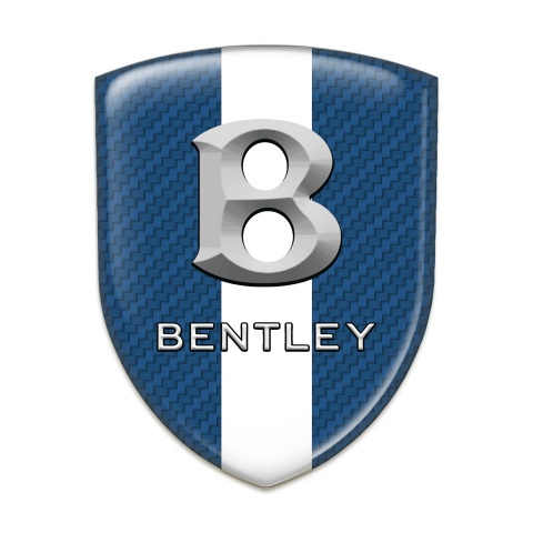 Bentley Emblem Badge Logo Navy Blue Carbon with White Ribbon and Gray logo 