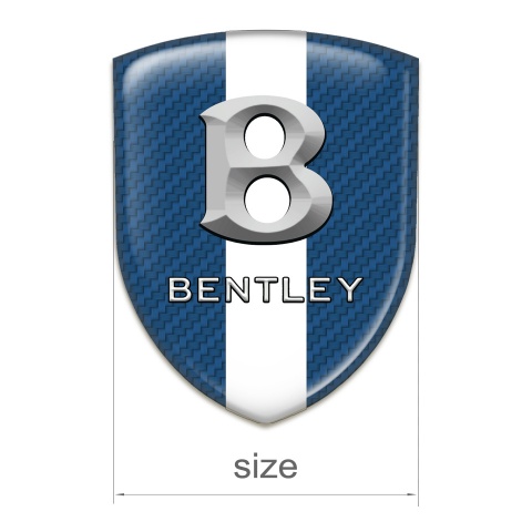 Bentley Emblem Badge Logo Navy Blue Carbon with White Ribbon and Gray logo 