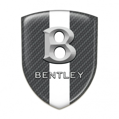 Bentley Logo Emblem Carbon with White Ribbon and Gray 3D Logo 