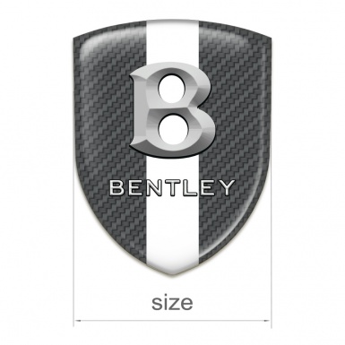 Bentley Logo Emblem Carbon with White Ribbon and Gray 3D Logo 