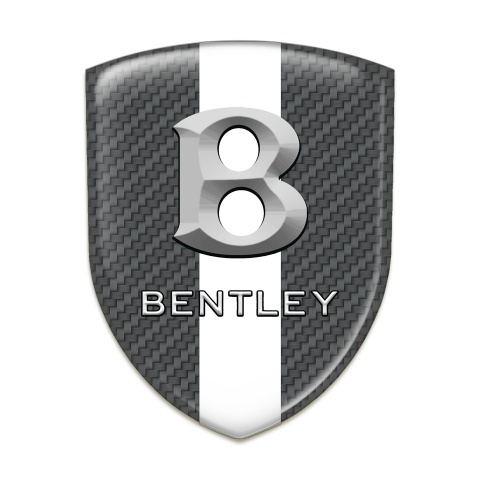 Bentley Logo Emblem Carbon with White Ribbon and Gray 3D Logo 