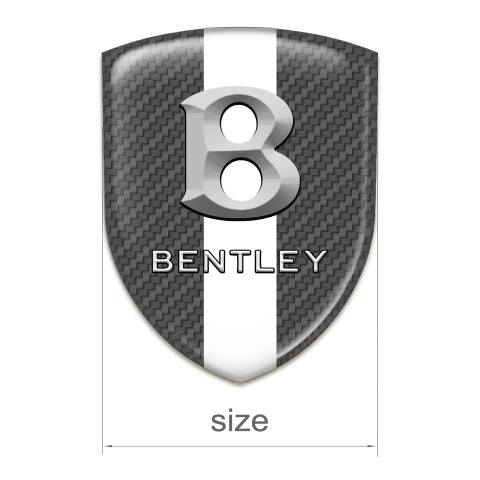 Bentley Logo Emblem Carbon with White Ribbon and Gray 3D Logo 