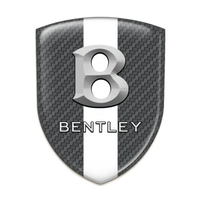 Bentley Logo Emblem Carbon with White Ribbon and Gray 3D Logo 
