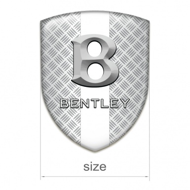 Bentley Tuning Emblem Metal Effect with White Ribbon and Gray 3D Logo 