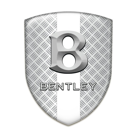 Bentley Tuning Emblem Metal Effect with White Ribbon and Gray 3D Logo 