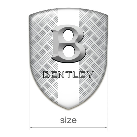 Bentley Tuning Emblem Metal Effect with White Ribbon and Gray 3D Logo 