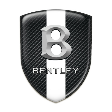 Bentley Self Adhesive Emblem Logo Black Fibers with White Ribbon and 3D Logo 