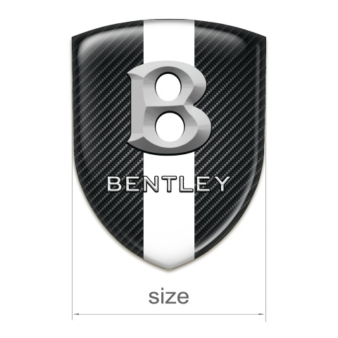 Bentley Self Adhesive Emblem Logo Black Fibers with White Ribbon and 3D Logo 