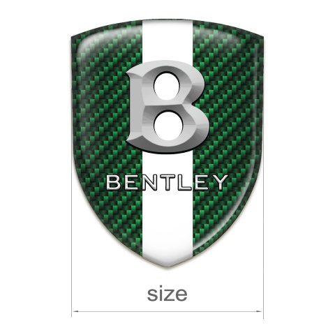 Bentley Domed Emblem Green Carbon with White Ribbon and Gray 3D Logo 