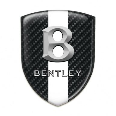 Bentley Silicone Emblem Dark Carbon with White band and Gray 3D Logo 