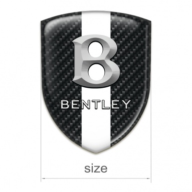 Bentley Silicone Emblem Dark Carbon with White band and Gray 3D Logo 