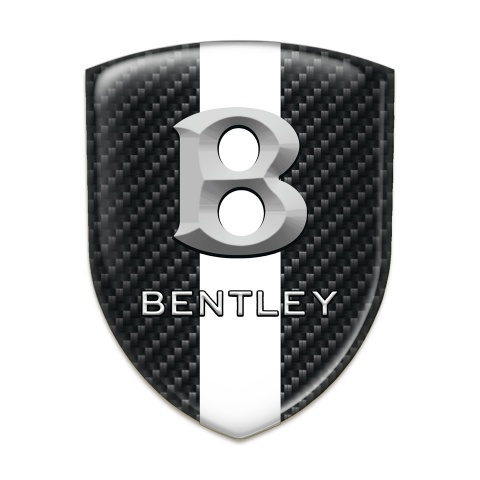 Bentley Silicone Emblem Dark Carbon with White band and Gray 3D Logo 