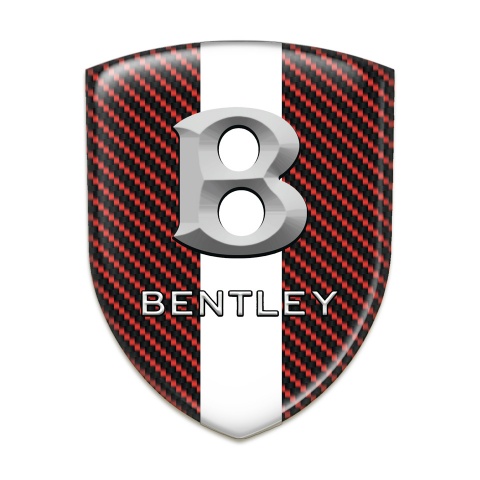Bentley Resin Sticker Red Carbon  with White Tape and Gray 3D Logo 