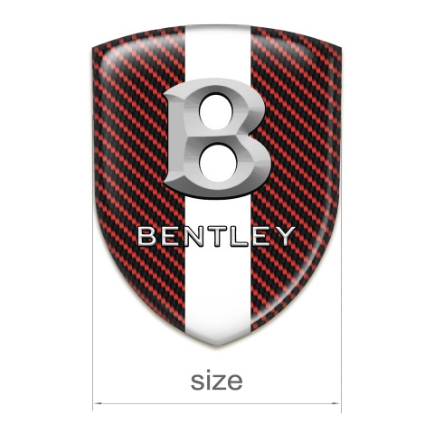 Bentley Resin Sticker Red Carbon  with White Tape and Gray 3D Logo 