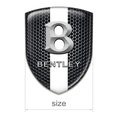 Bentley 3D Gel Emblem Perforated Steel with White Tape and Gray 3D Logo 
