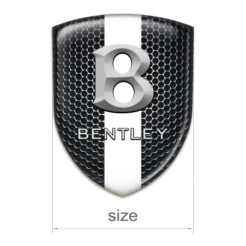 Bentley 3D Gel Emblem Perforated Steel with White Tape and Gray 3D Logo 