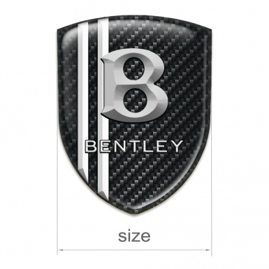 Bentley Car Accessories Badge Dark Carbon with Two White Lines design 
