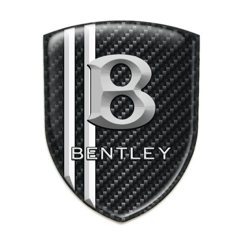 Bentley Car Accessories Badge Dark Carbon with Two White Lines design 