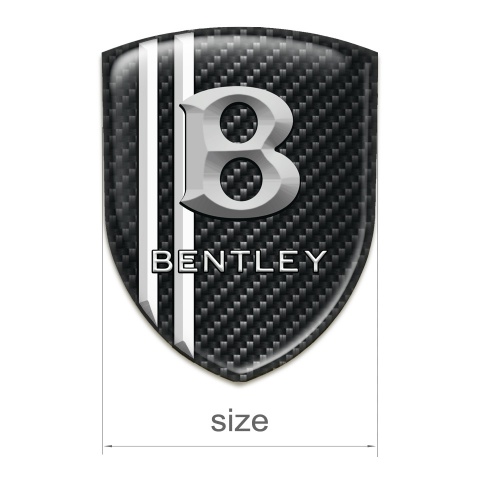 Bentley Car Accessories Badge Dark Carbon with Two White Lines design 