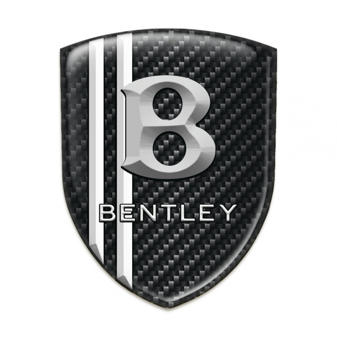Bentley Car Accessories Badge Dark Carbon with Two White Lines design 