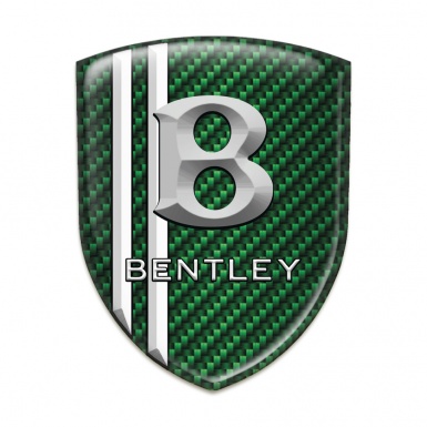 Bentley Self Adhesive Car logo Emblem Green Carbon with Two White Lines and Gray 3D Logo 
