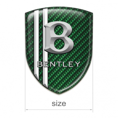Bentley Self Adhesive Car logo Emblem Green Carbon with Two White Lines and Gray 3D Logo 