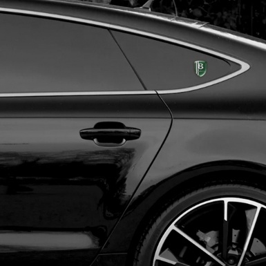 Bentley Self Adhesive Car logo Emblem Green Carbon with Two White Lines and Gray 3D Logo 