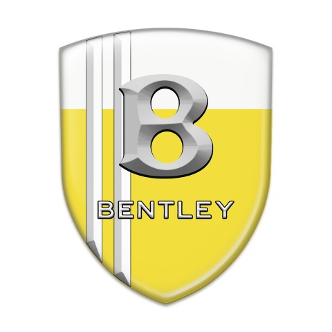 Bentley Emblem Badge Logo Yellow White Print with White Lines Style 