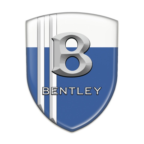 Bentley Logo Emblem Blue White Print with White Lines and 3D Logo 