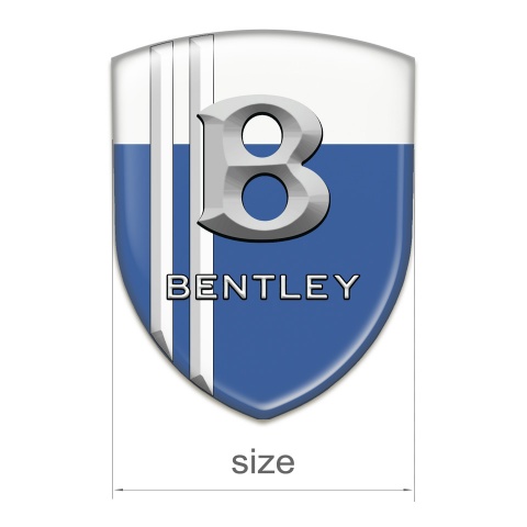 Bentley Logo Emblem Blue White Print with White Lines and 3D Logo 